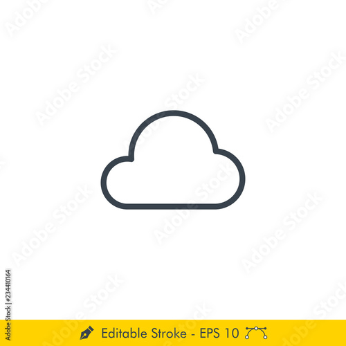 Cloudy Weather Icon / Vector - In Line / Stroke Design