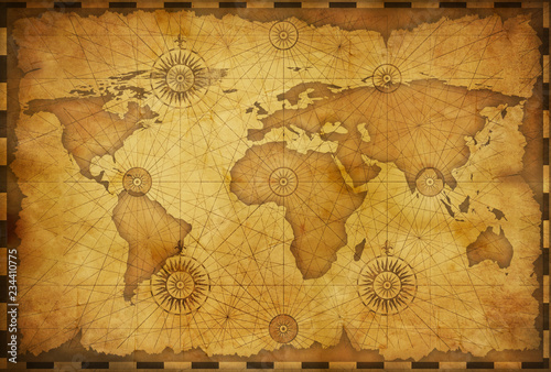 Old world map in vintage style. Elements of this image furnished by NASA.