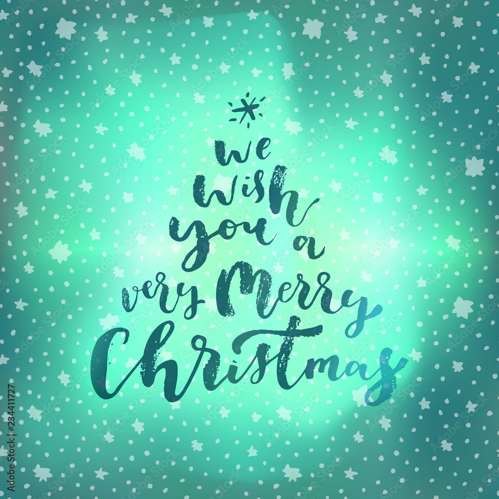 Obraz premium We Wish You A Very Merry Christmas hand lettering greeting card