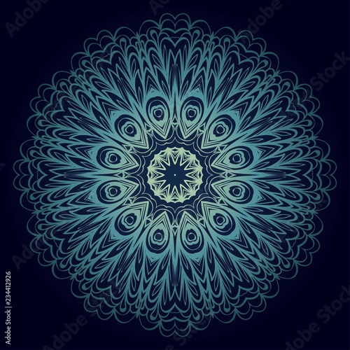 Sacred oriental mandala. color floral ornament. Abstract shapes in Asian style. Vector Illustration © Bonya Sharp Claw