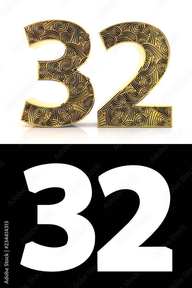 Golden number thirty-two years style Zentangle