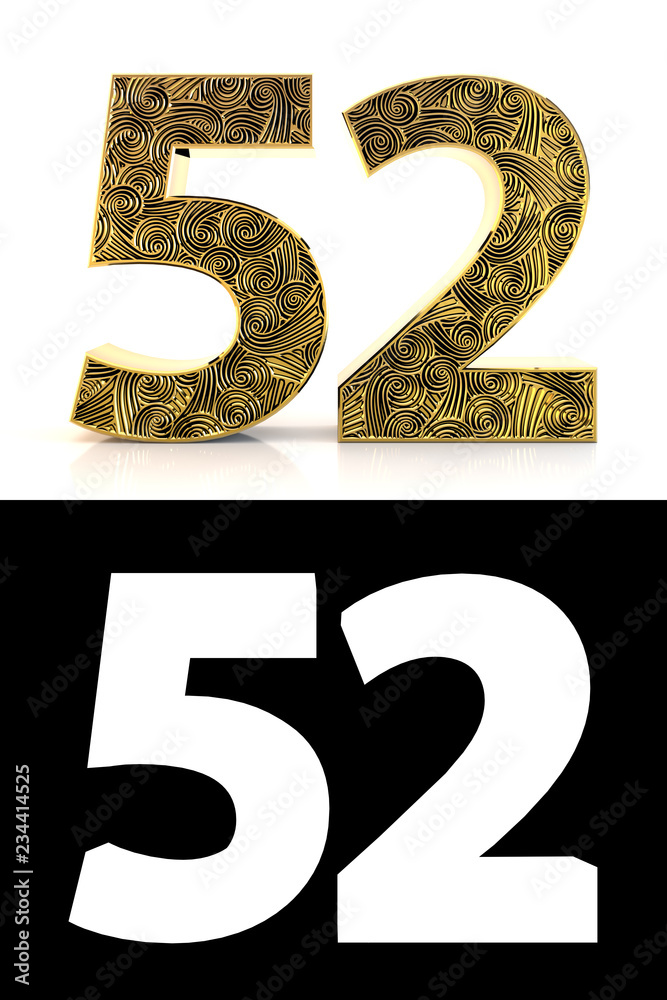 Golden number fifty-two years style Zentangle Golden number fifty-two years style Zentangle