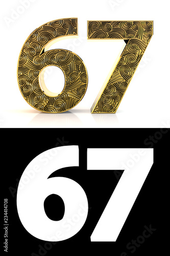 Golden number sixty-seven years style Zentangle photo