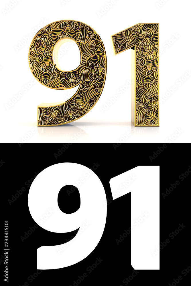Golden number ninety-one years style Zentangle Golden number ninety-one years style Zentangle