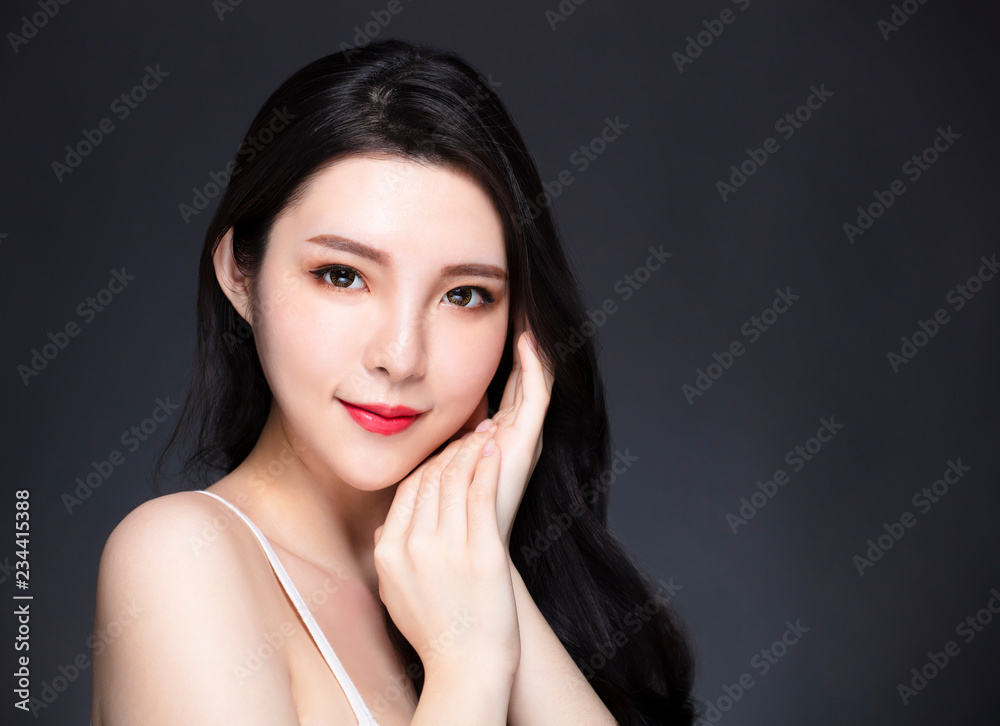 asian beauty with  makeup and long hair