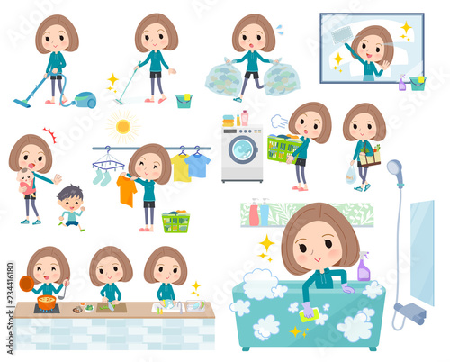 Bob hair women Sportswear_housekeeping