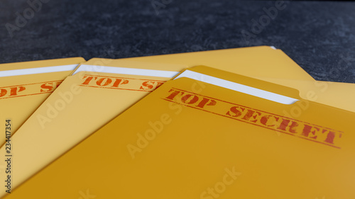 Top Secret File Folders - 3D Illustration