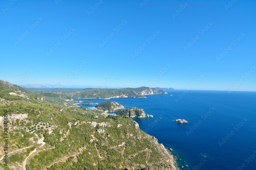 Beautiful view of the beach in an old village of Corfu Island Beautiful view of the beach in an old village of Corfu Island