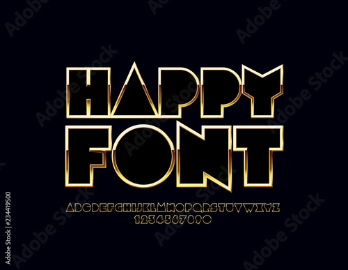 Vector Glossy Gold Alphabet. Luxury set of original Letters and Numbers.