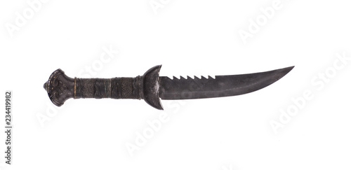 ancient weapon, hunting knife on a white background
