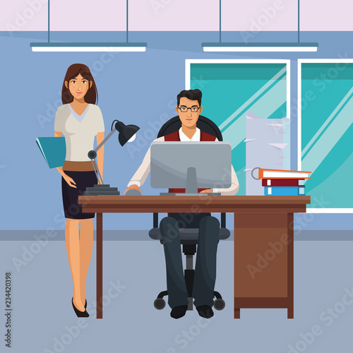 business coworkers executives cartoon