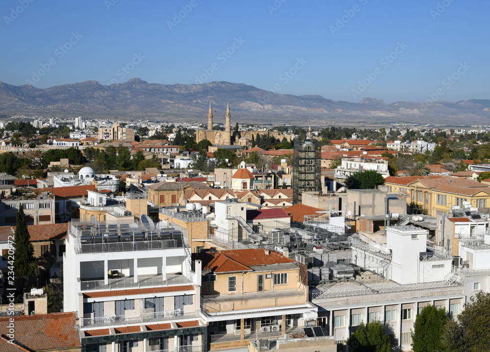 Top view of Nicosia - capital of Cyprus. Northern Turkish part