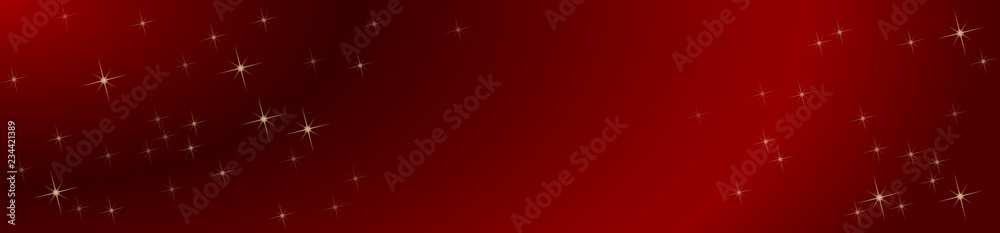 Header Christmas in red, empty background made with starry sky and blurry lights