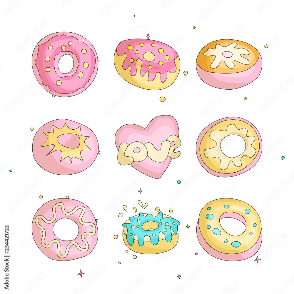 Set Colored Round Icons Different Female Stock Vector (Royalty
