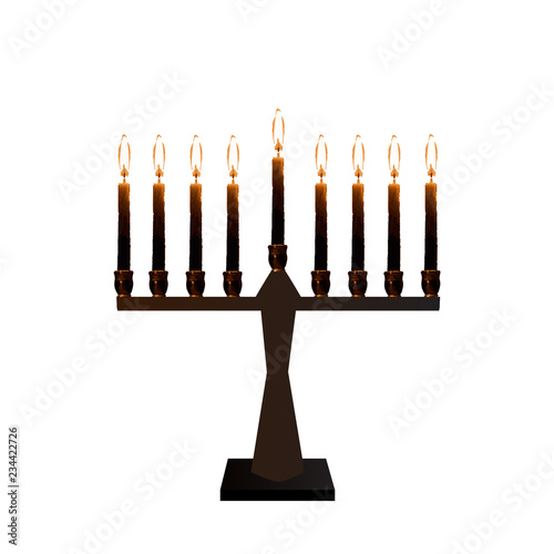 Chanukiah. Jewish holiday Hanukkah. Vector illustration on isolated background.