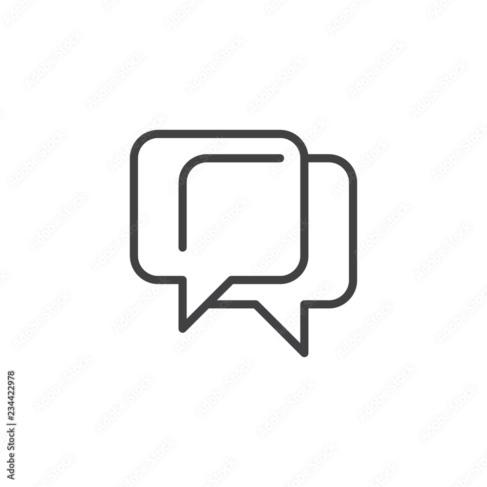 Chat Speech Bubbles outline icon. linear style sign for mobile concept and web design. Dialogue message simple line vector icon. Conversation symbol, logo illustration. Pixel perfect vector graphics Chat Speech Bubbles outline icon. linear style sign for mobile concept and web design. Dialogue message simple line vector icon. Conversation symbol, logo illustration. Pixel perfect vector graphics