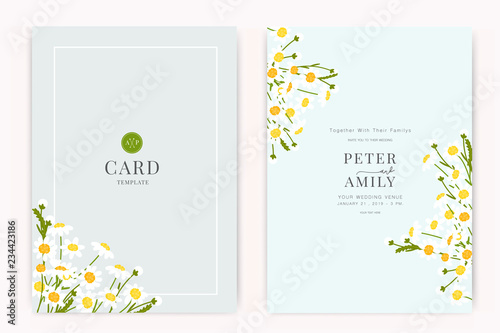 Wedding Invitation, floral invite thank you, rsvp modern card Design in white flower  with leaf branches decorative Vector elegant rustic template