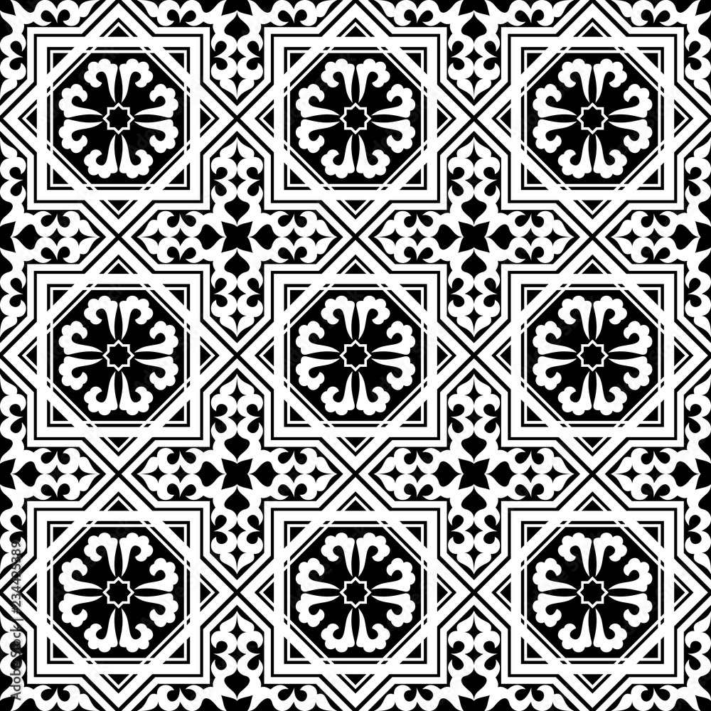 Black and white arabic geometric seamless pattern, vector background, texture Black and white arabic geometric seamless pattern, vector background, texture