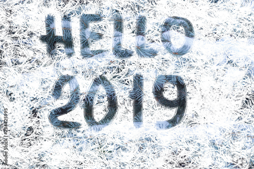 Hello 2019 text, the concept of a new year Hello 2019 text, the concept of a new year