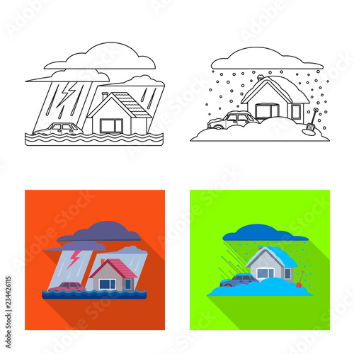 Vector illustration of natural and disaster icon. Set of natural and risk vector icon for stock.