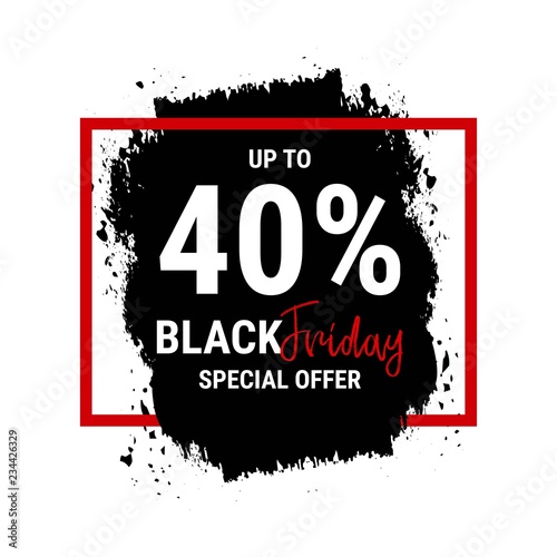 Black friday banner. Sale illustration. Paint brush stroke and sale text