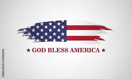 God bless America. Patriotic illustration with grunge american flag