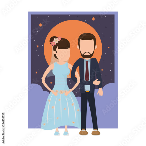 Fototapeta Naklejka Na Ścianę i Meble -  wedding couple cartoon