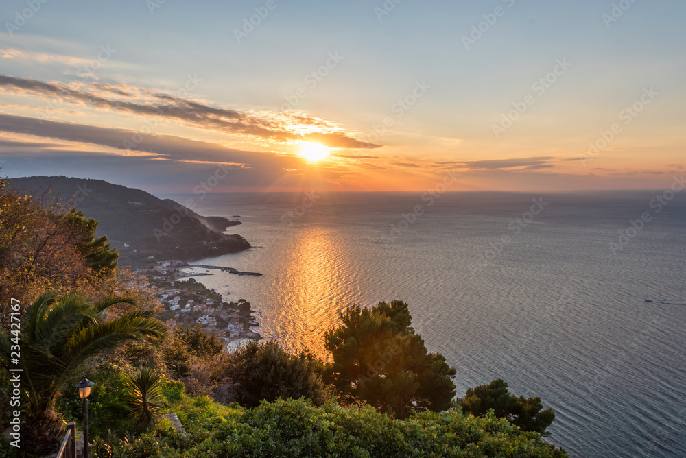 Sunset View from Castellabate, Italy on the Southern Italian Coast
