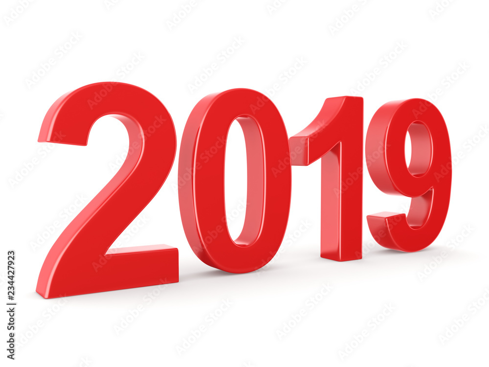 3D rendering 2019 New Year red digits 3D rendering 2019 New Year red digits