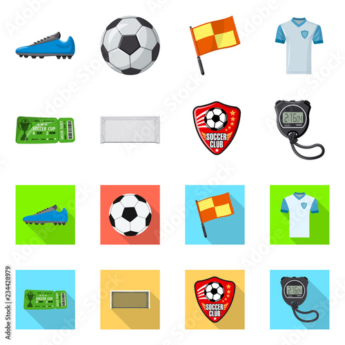 Vector illustration of soccer and gear sign. Set of soccer and tournament stock vector illustration.