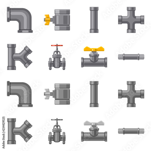 Vector illustration of pipe and tube icon. Set of pipe and pipeline stock symbol for web.