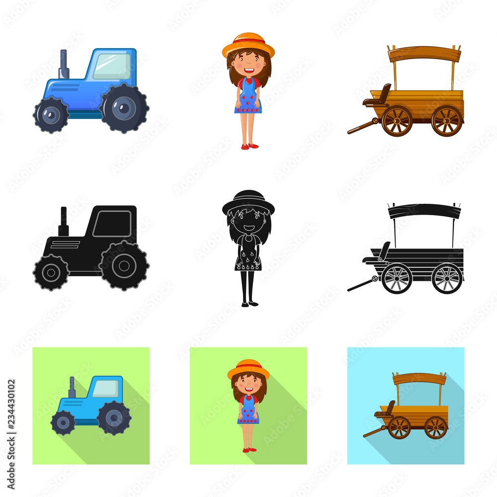 Isolated object of farm and agriculture icon. Collection of farm and plant stock vector illustration.