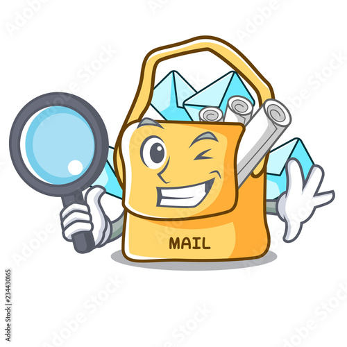 Detective the bag with shape mail cartoon