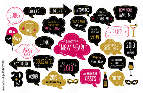 Happy new year 2019 photo booth props