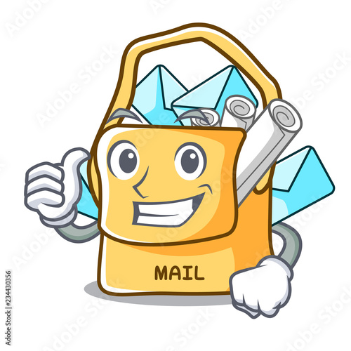 Thumbs up the bag with shape mail cartoon