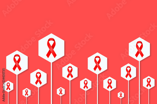 Red ribbon movement or support illustration for aids or hiv awareness month in december. 