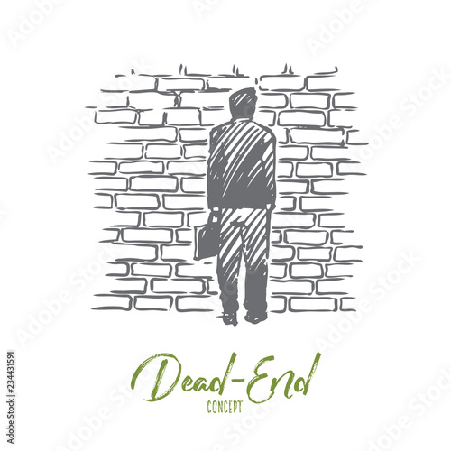 Dead-end, problem, impasse, ponder concept. Hand drawn isolated vector.