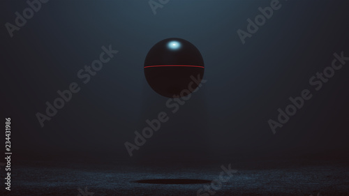 Futuristic Abstract Alien Geo Sphere AI Super Computer Droid 3d illustration 3d render  photo