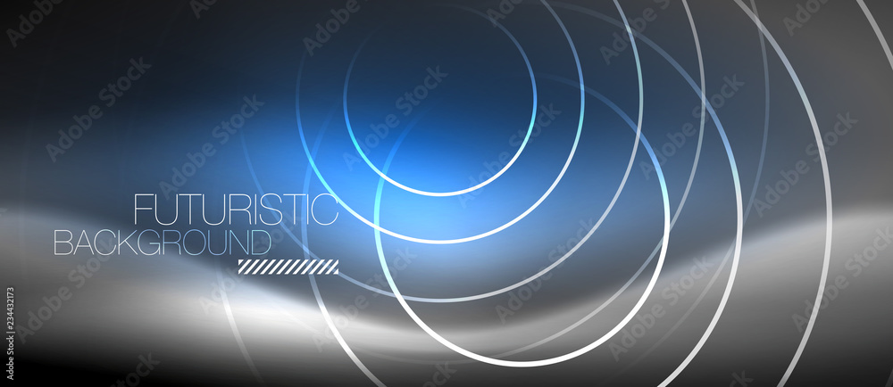 Neon circles abstract background, shiny lines Neon circles abstract background, shiny lines