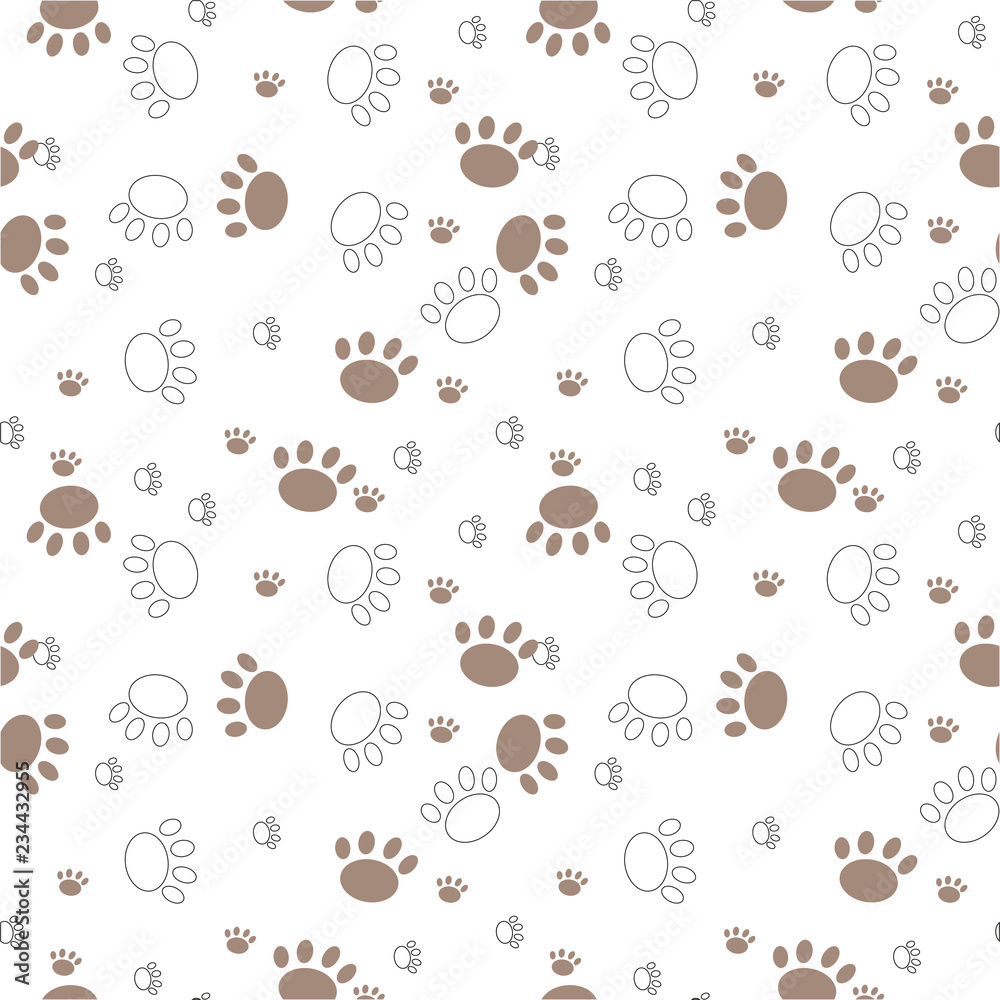 Vector seamless pattern with cat or dog,kitten or puppy footprints. Can be used for wallpaper,fabric, web page background, surface textures. Vector seamless pattern with cat or dog,kitten or puppy footprints. Can be used for wallpaper,fabric, web page background, surface textures.