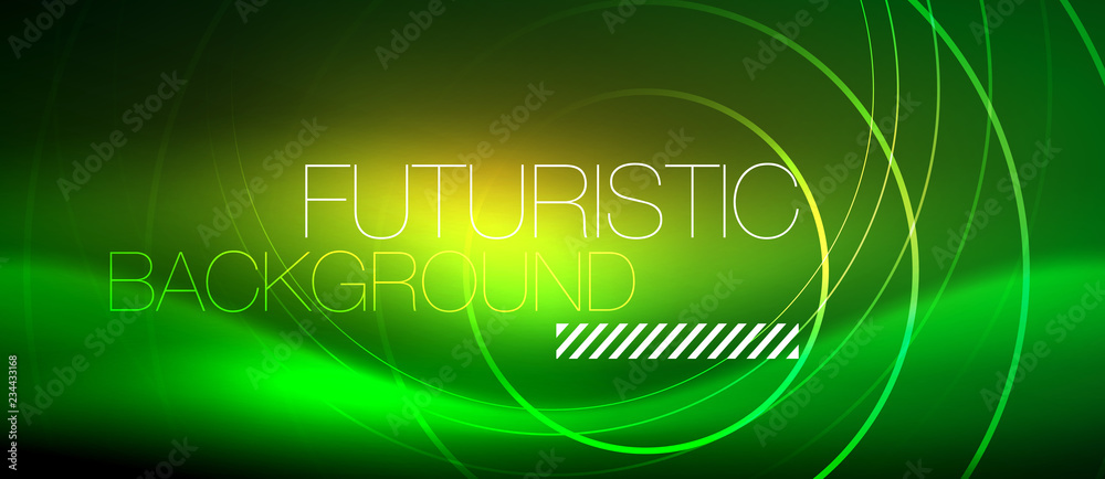 Neon glowing techno lines, hi-tech futuristic abstract background template with square shapes Neon glowing techno lines, hi-tech futuristic abstract background template with square shapes
