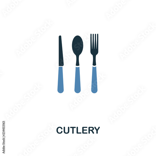 Cutlery icon. Two colors design style from meal icons collection. Simple illustration of cutlery icon.