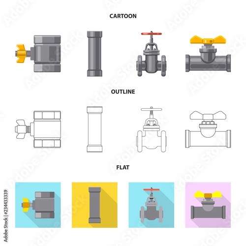 Isolated object of pipe and tube sign. Set of pipe and pipeline stock vector illustration.