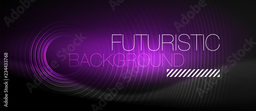 Dark abstract background with glowing neon circles