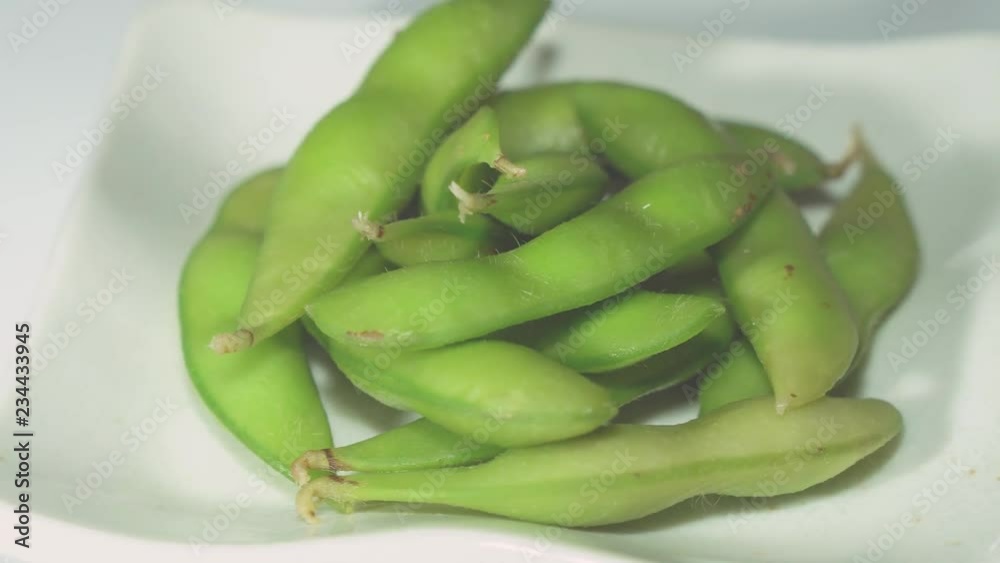 Japanese Edamame fresh Soybeans on white rotation background Japanese Edamame fresh Soybeans on white rotation background