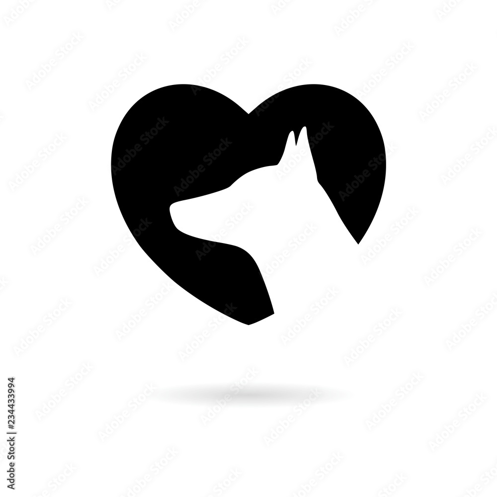Black Love Dog icon, Modern Pet Logo Black Love Dog icon, Modern Pet Logo