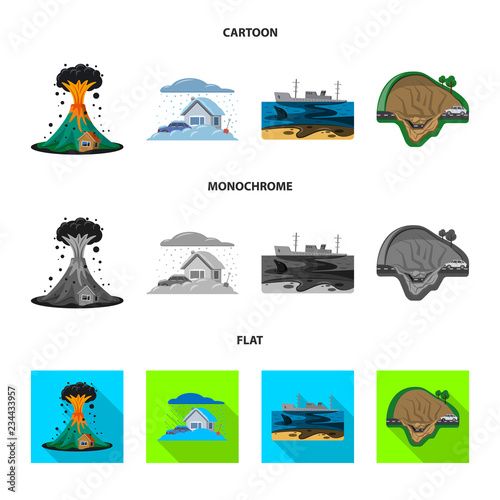 Isolated object of natural and disaster sign. Set of natural and risk stock vector illustration.