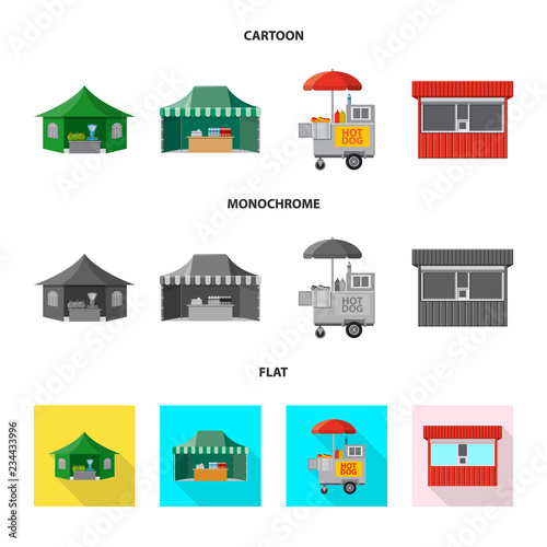 Vector illustration of market and exterior logo. Collection of market and food stock vector illustration.