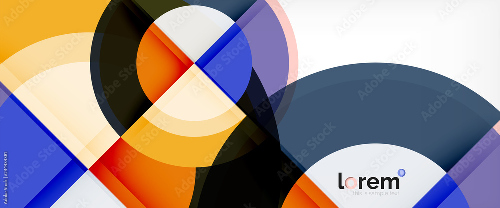 Modern geometric circles abstract background, colorful round shapes with shadow effects Modern geometric circles abstract background, colorful round shapes with shadow effects
