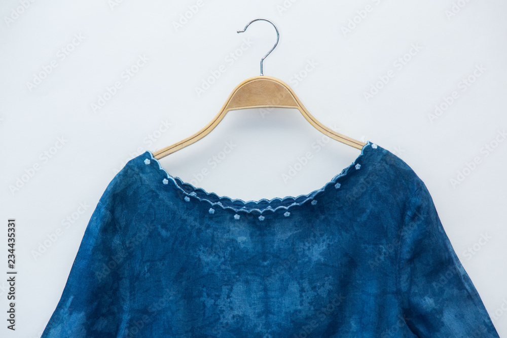 Woman blouse with Dry indigo blue on white background. Woman blouse with Dry indigo blue on white background.